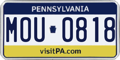 PA license plate MOU0818