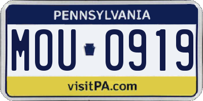 PA license plate MOU0919