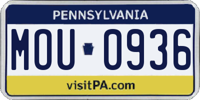 PA license plate MOU0936