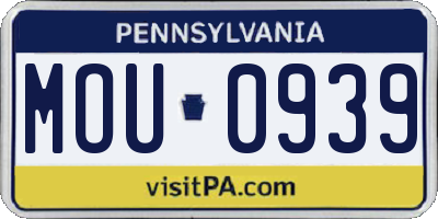 PA license plate MOU0939
