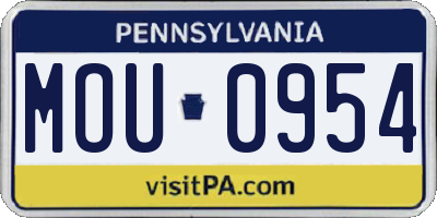 PA license plate MOU0954