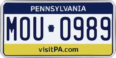 PA license plate MOU0989