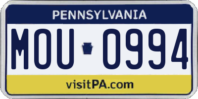 PA license plate MOU0994