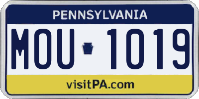 PA license plate MOU1019