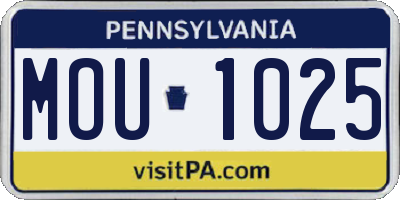 PA license plate MOU1025