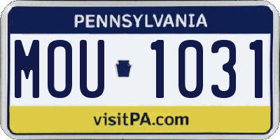 PA license plate MOU1031