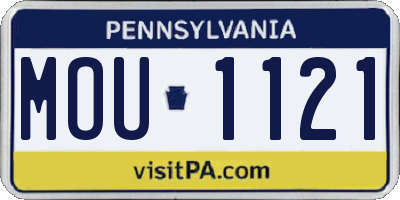 PA license plate MOU1121
