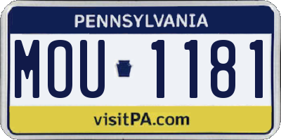 PA license plate MOU1181