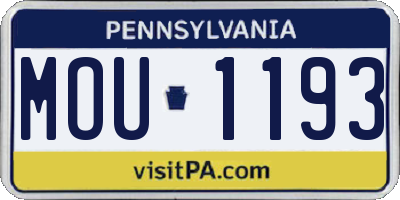 PA license plate MOU1193