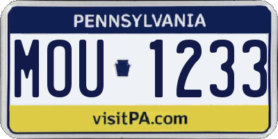 PA license plate MOU1233