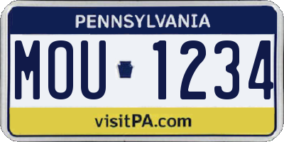 PA license plate MOU1234