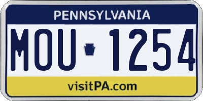 PA license plate MOU1254