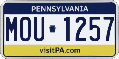PA license plate MOU1257