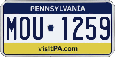 PA license plate MOU1259