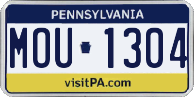 PA license plate MOU1304