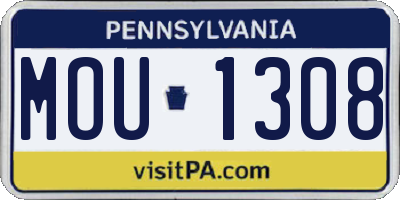 PA license plate MOU1308