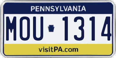 PA license plate MOU1314
