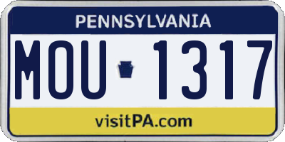 PA license plate MOU1317