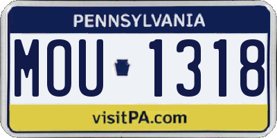 PA license plate MOU1318