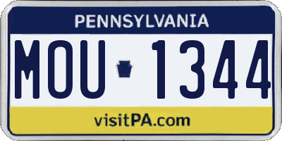 PA license plate MOU1344
