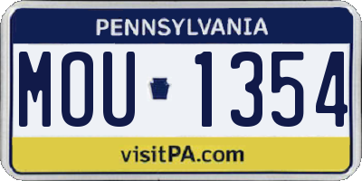 PA license plate MOU1354