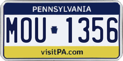 PA license plate MOU1356