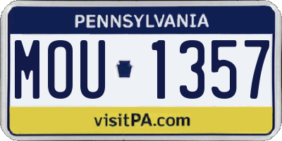 PA license plate MOU1357