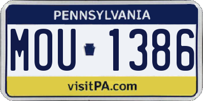 PA license plate MOU1386