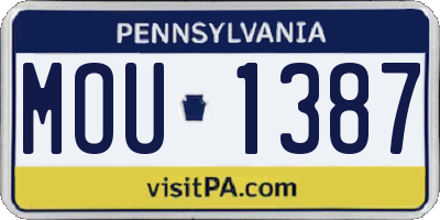 PA license plate MOU1387
