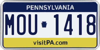 PA license plate MOU1418