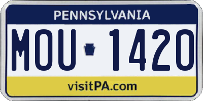 PA license plate MOU1420