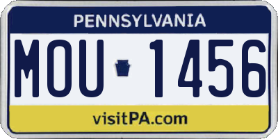 PA license plate MOU1456