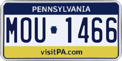 PA license plate MOU1466