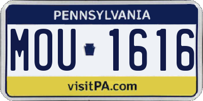 PA license plate MOU1616