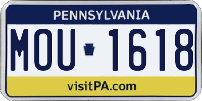 PA license plate MOU1618