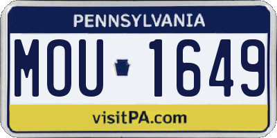PA license plate MOU1649