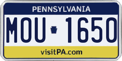 PA license plate MOU1650