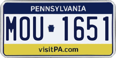 PA license plate MOU1651