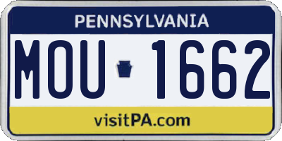 PA license plate MOU1662
