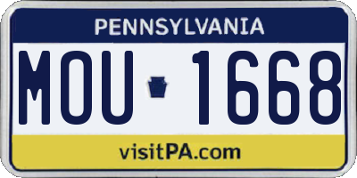 PA license plate MOU1668