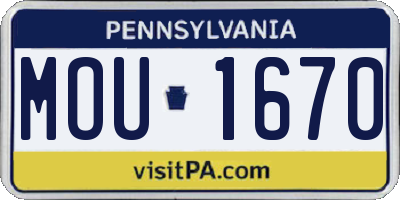 PA license plate MOU1670