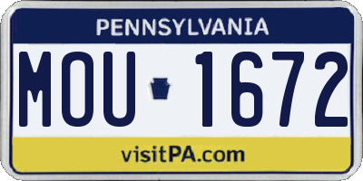 PA license plate MOU1672