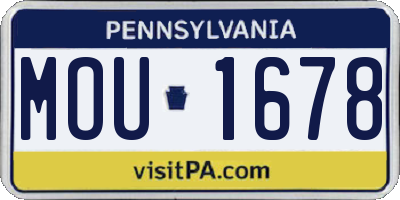 PA license plate MOU1678
