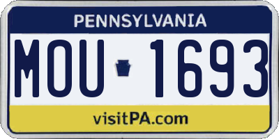 PA license plate MOU1693