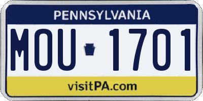PA license plate MOU1701