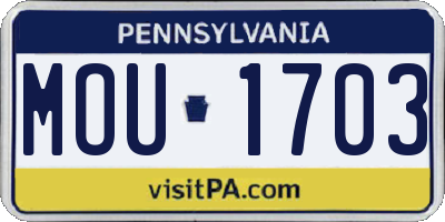 PA license plate MOU1703