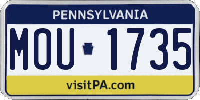 PA license plate MOU1735