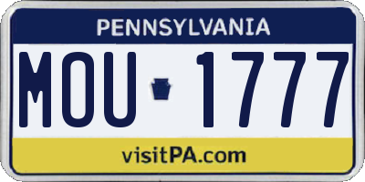 PA license plate MOU1777