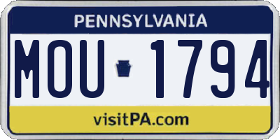 PA license plate MOU1794