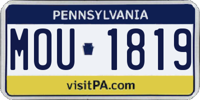 PA license plate MOU1819